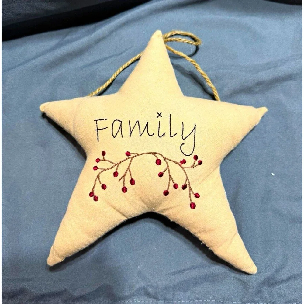 Beige Fabric Star Hanging Ornament 